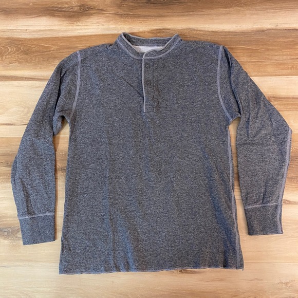 LL Bean River Drivers Shirt Mens Medium Gray Henley Wool Blend Casual Top Size M - Picture 1 of 9